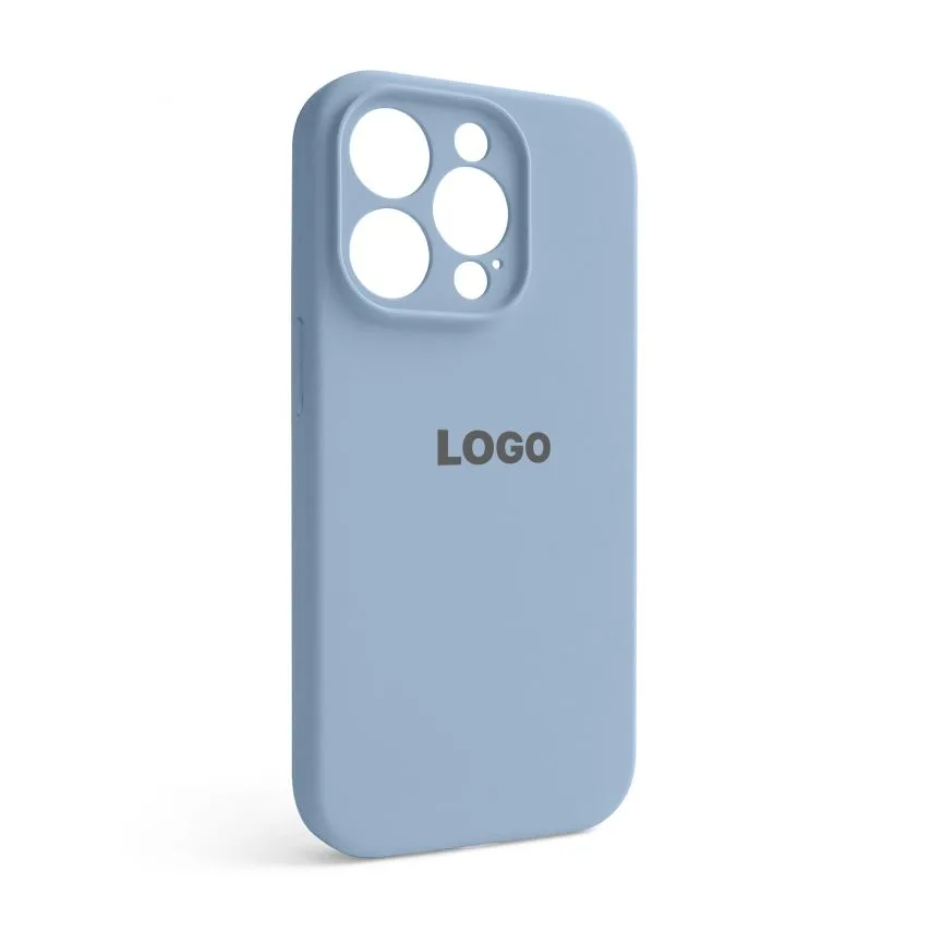 Чохол Silicone Case для смартфонів Apple блакитний силіконовий 14 Pro закрита камера