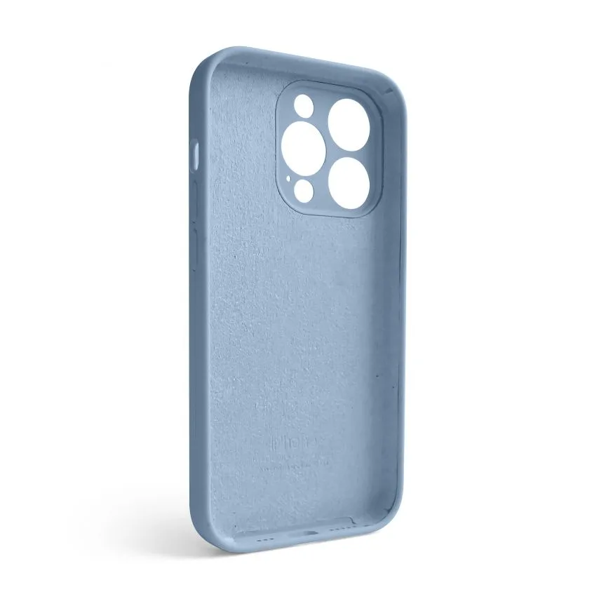 Чохол Silicone Case для смартфонів Apple блакитний силіконовий 14 Pro закрита камера