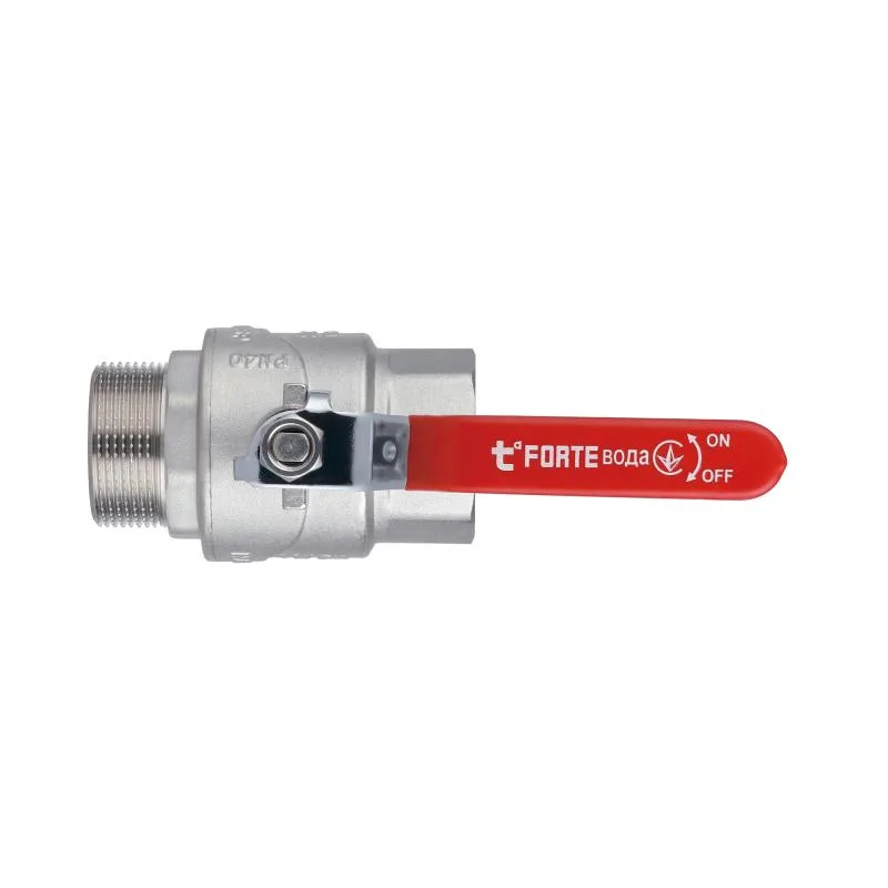 Кран кульовий 1 1/2" для води латунний нікельований Thermo Alliance Forte