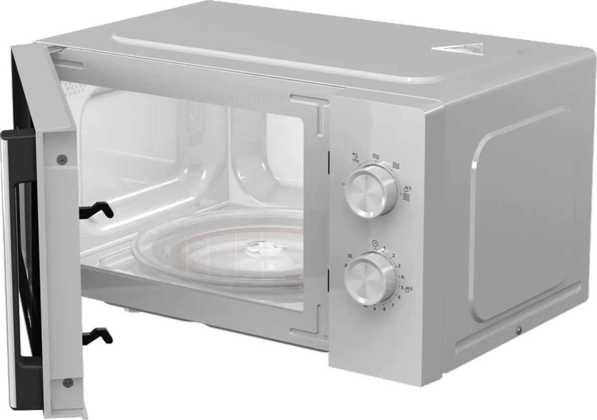 Мікрохвильова піч Gorenje, 17 л, механічне управління, 700 Вт, з дисплеєм, біла.