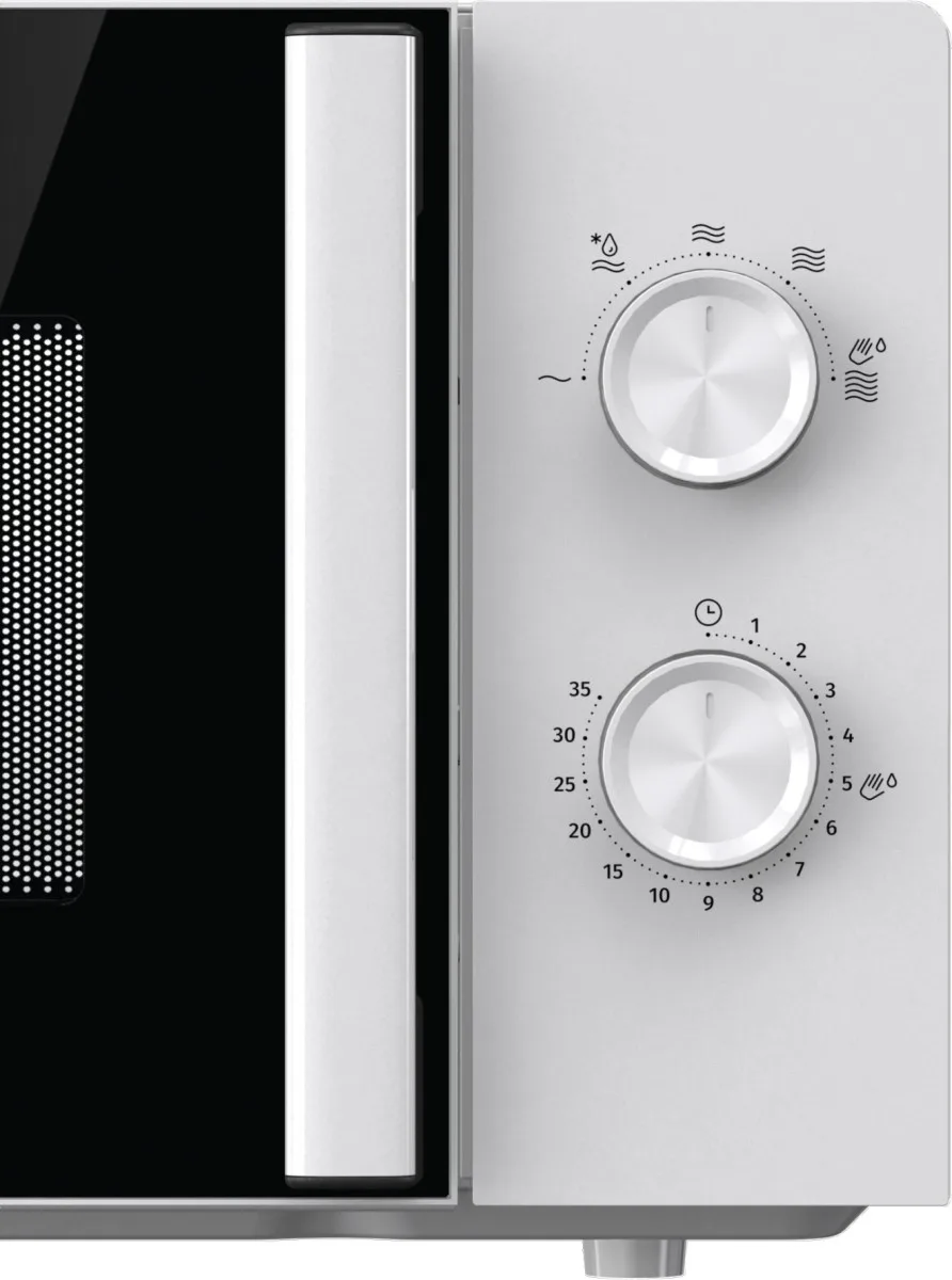 Мікрохвильова піч Gorenje, 17 л, механічне управління, 700 Вт, з дисплеєм, біла.