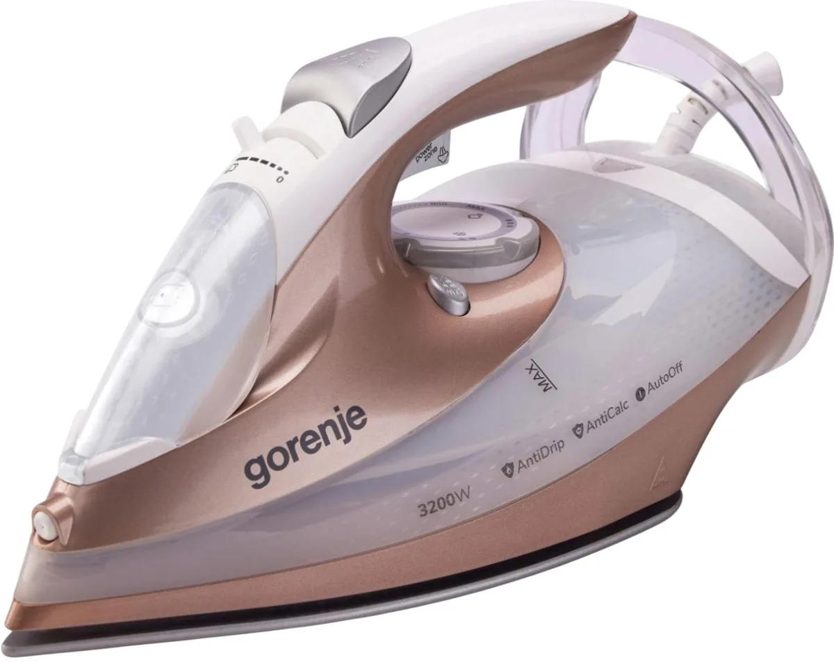 Паровий утюг Gorenje, 3200 Вт, 420 мл, паровий удар 250 г, вертикальне відпарювання, система захисту від накипу, автоматичне вимкн