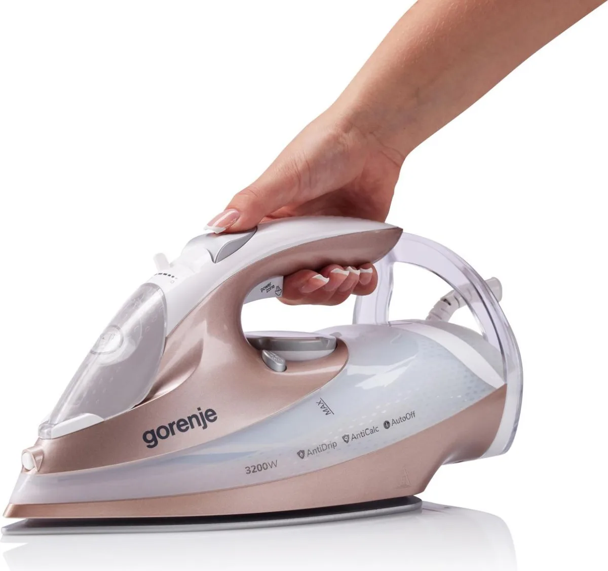 Паровий утюг Gorenje, 3200 Вт, 420 мл, паровий удар 250 г, вертикальне відпарювання, система захисту від накипу, автоматичне вимкн