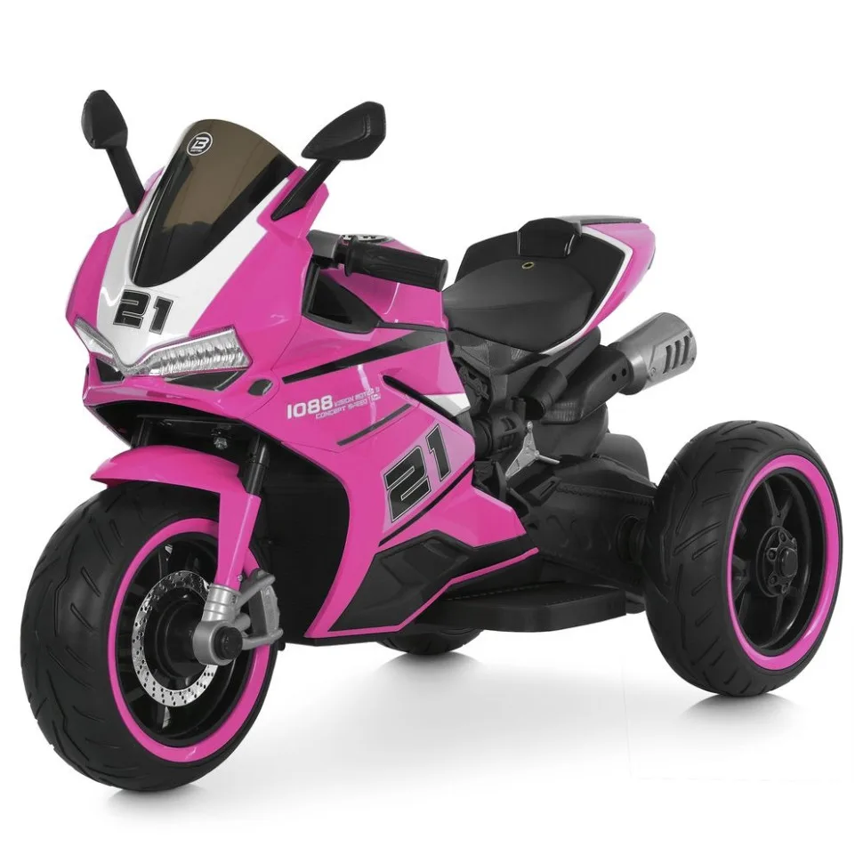 Дитячий електромобіль мотоцикл Bambi Racer екокожа 123 см чорний