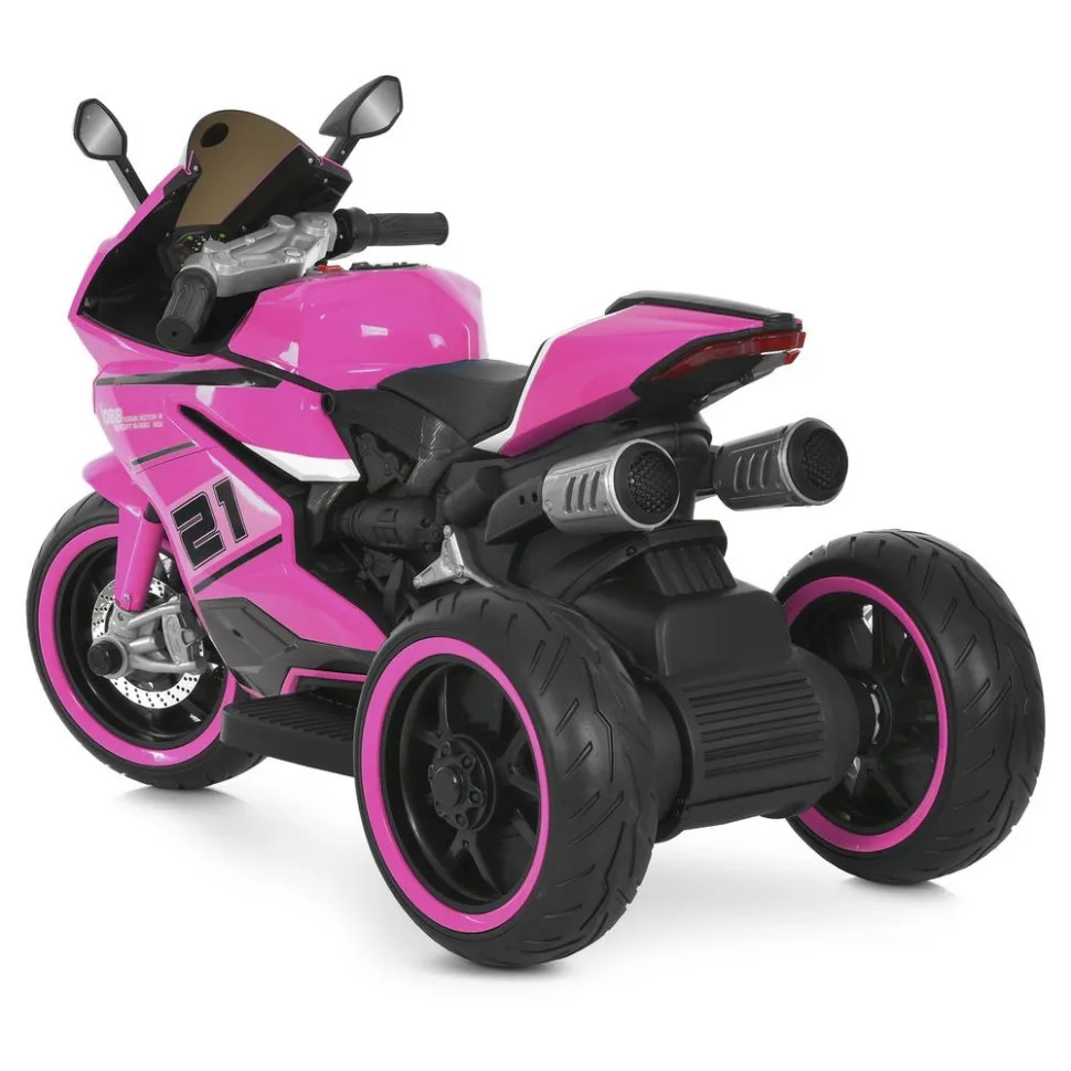 Дитячий електромобіль мотоцикл Bambi Racer екокожа 123 см чорний