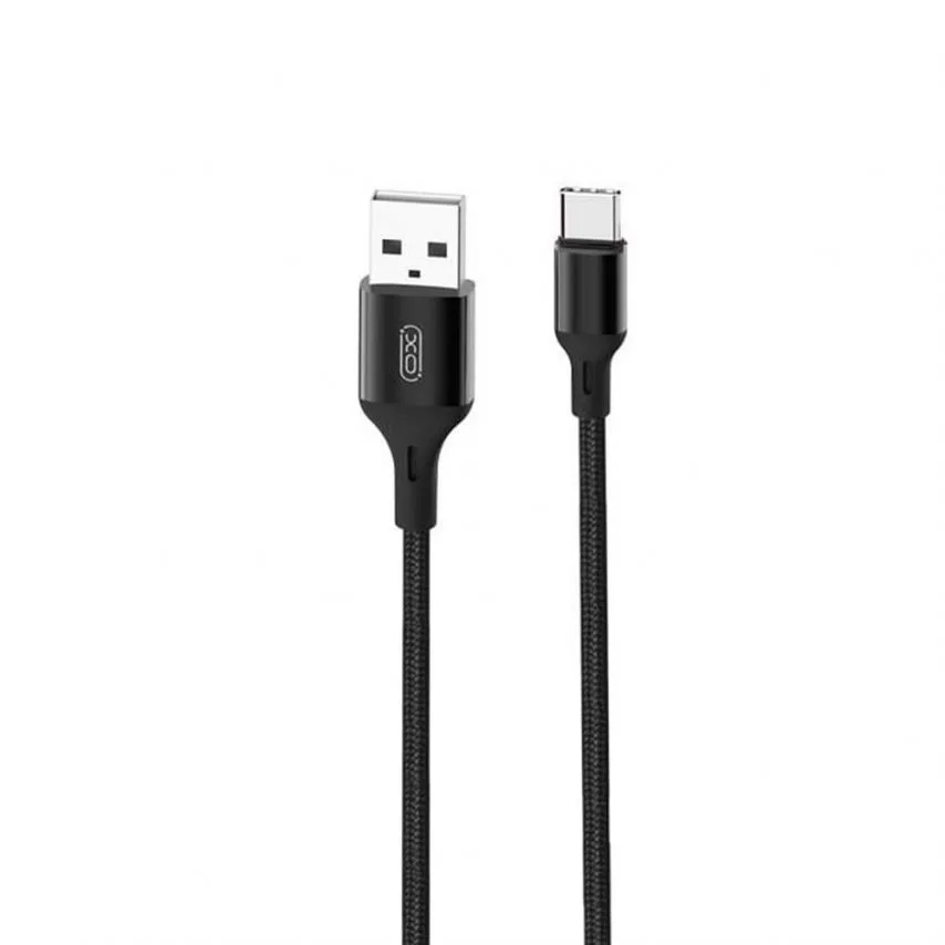 Кабель USB Type-C XO тканинний 2м чорний 2.1A