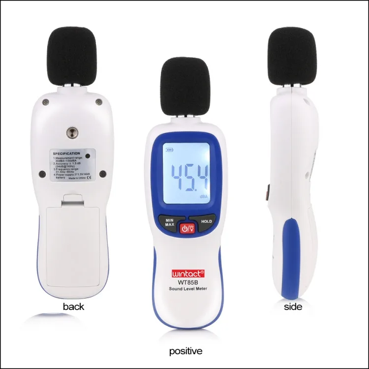 Вимірювач рівня шуму WINTACT WT85B 30-130 дБ пластик 4,5 см чорний Bluetooth