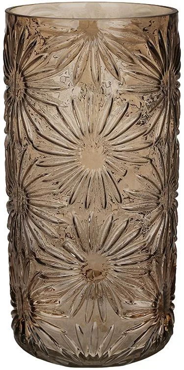 Ваза Flowering Time скляна 15х30,5 см коричнева з квітковим малюнком