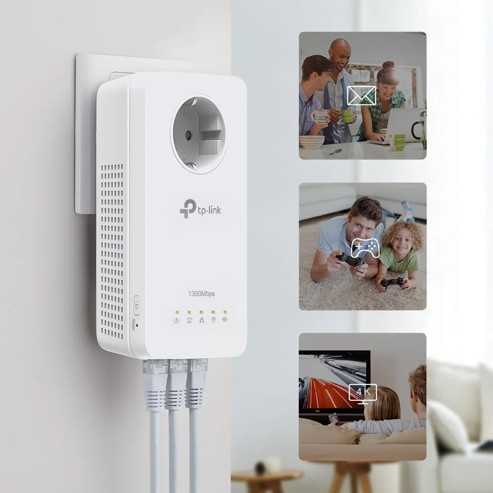 Комплект Адаптерiв Powerline TP-LINK TL-WPA8631PKIT AV1300, AC1200, (TL-WPA8631P 1шт, TL-PA8010P 1шт), Розетка
