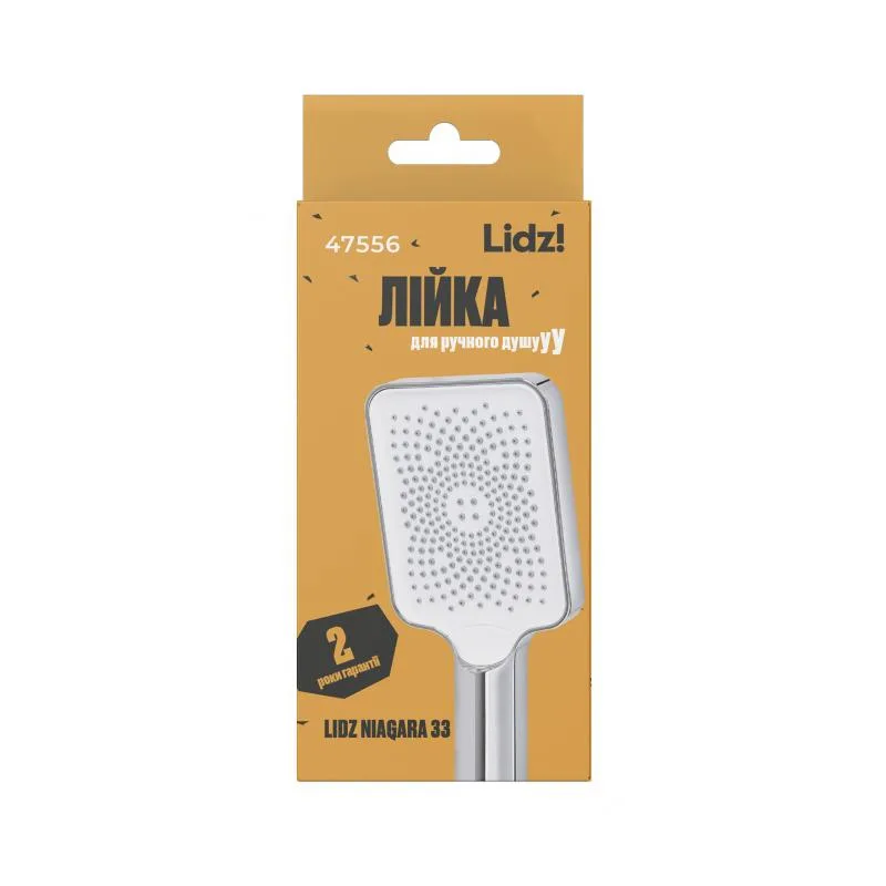 Лійка для душу Lidz Niagara 33 хромована 145x95 мм ABS пластик