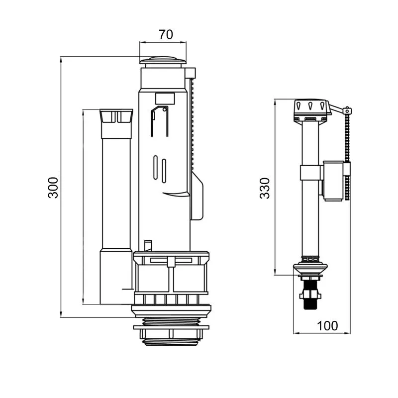 Комплект арматури для унітазу-моноблок 3/6L ABS 1/2" HY4