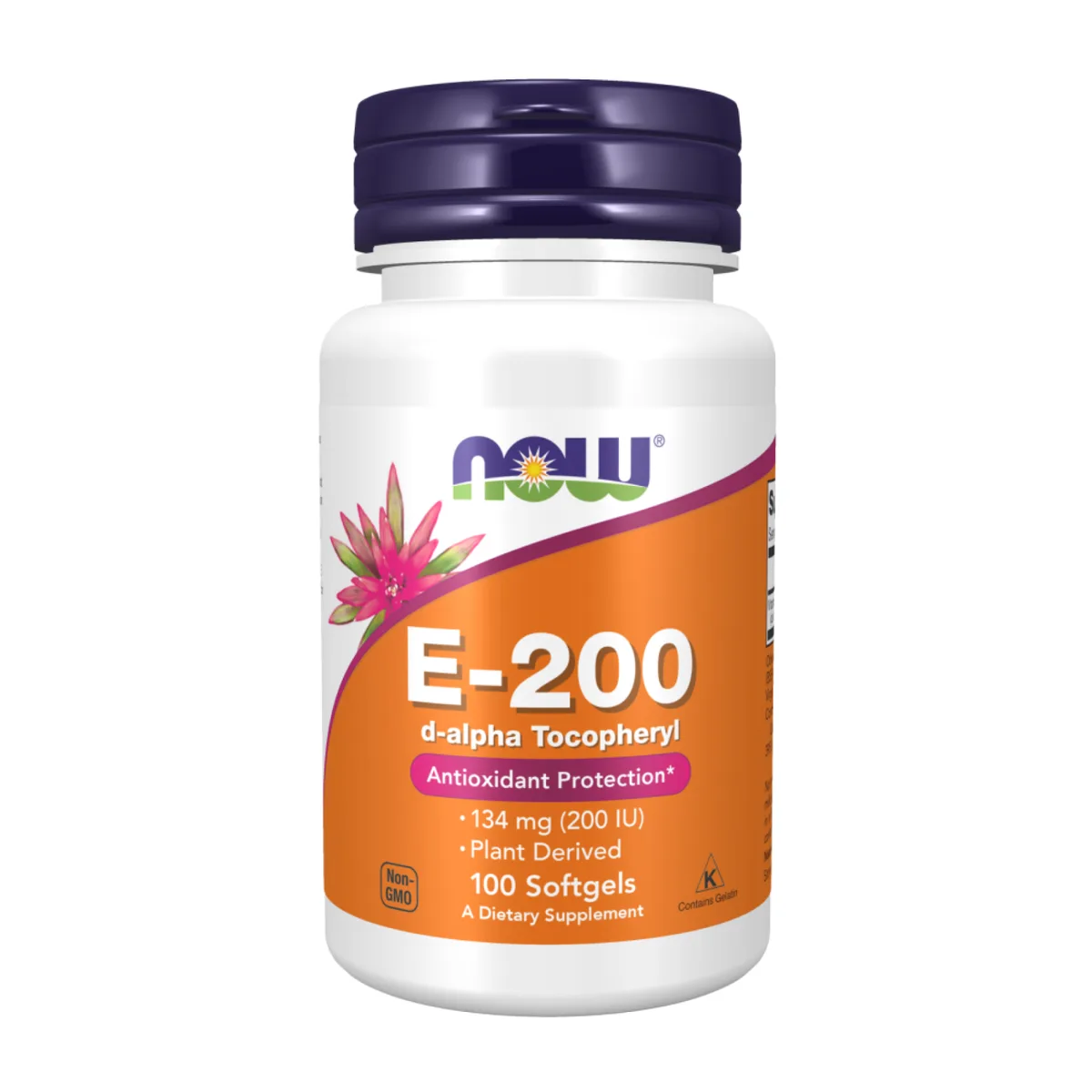 Вітамін E 200 IU D-Alpha Tocopheryl 100 капсул Now Foods рослинний антиоксидант