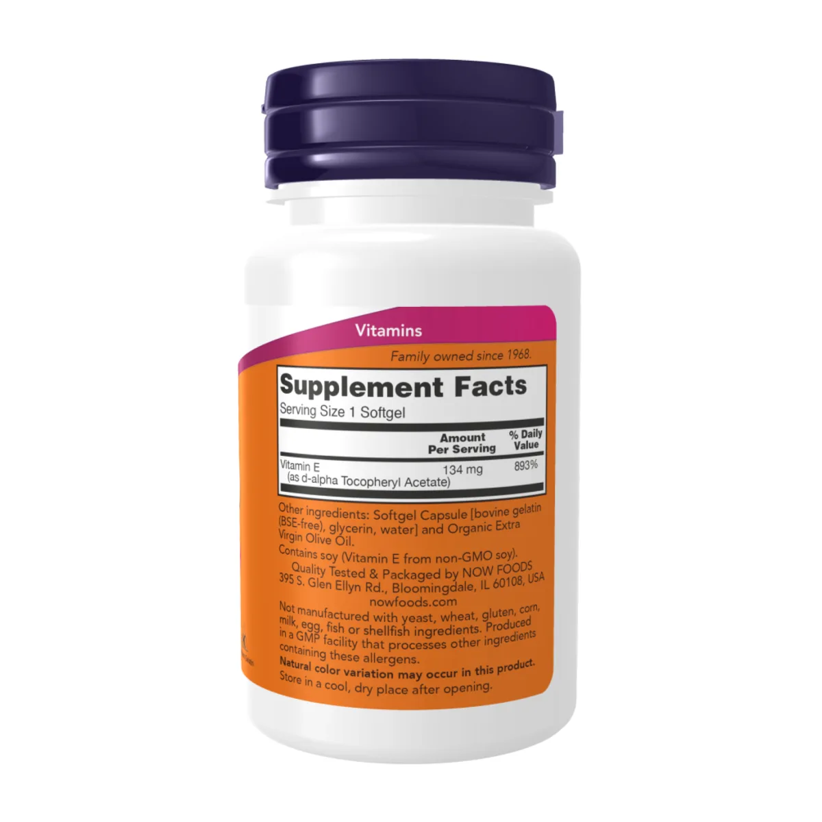 Вітамін E 200 IU D-Alpha Tocopheryl 100 капсул Now Foods рослинний антиоксидант