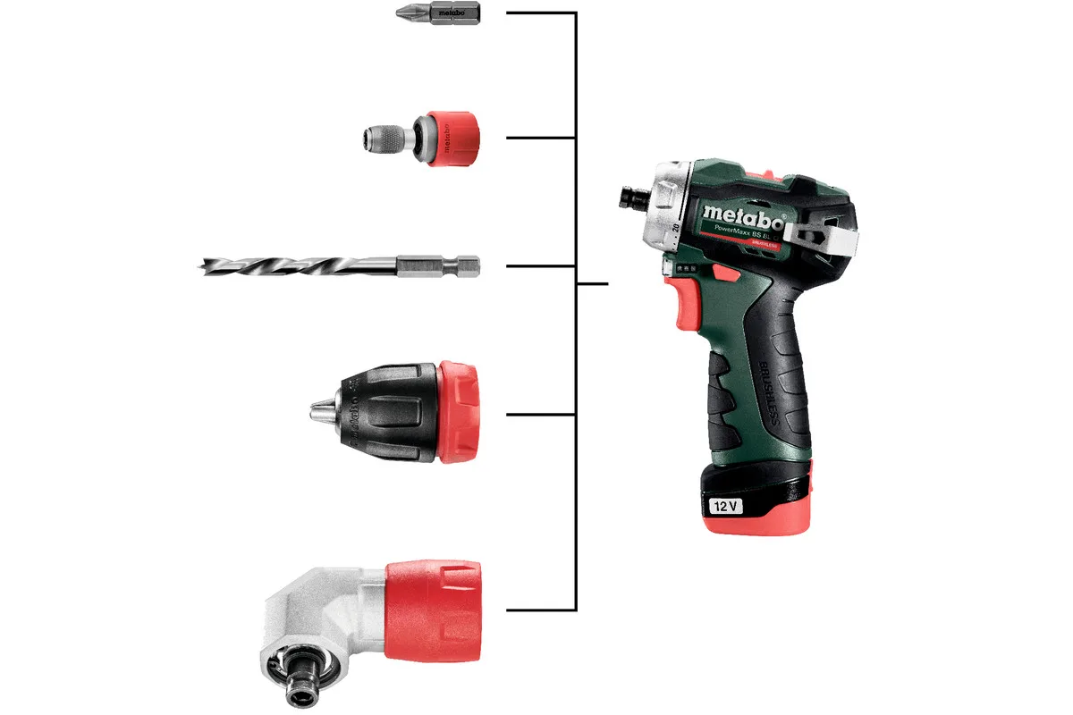 Аккумуляторная шуруповерт-дрель Metabo PowerMaxx BS BL, 12В, 2х20А·час, 20·38Нм, кейс, 0-400·0-1500 об/мин, вес 08 кг