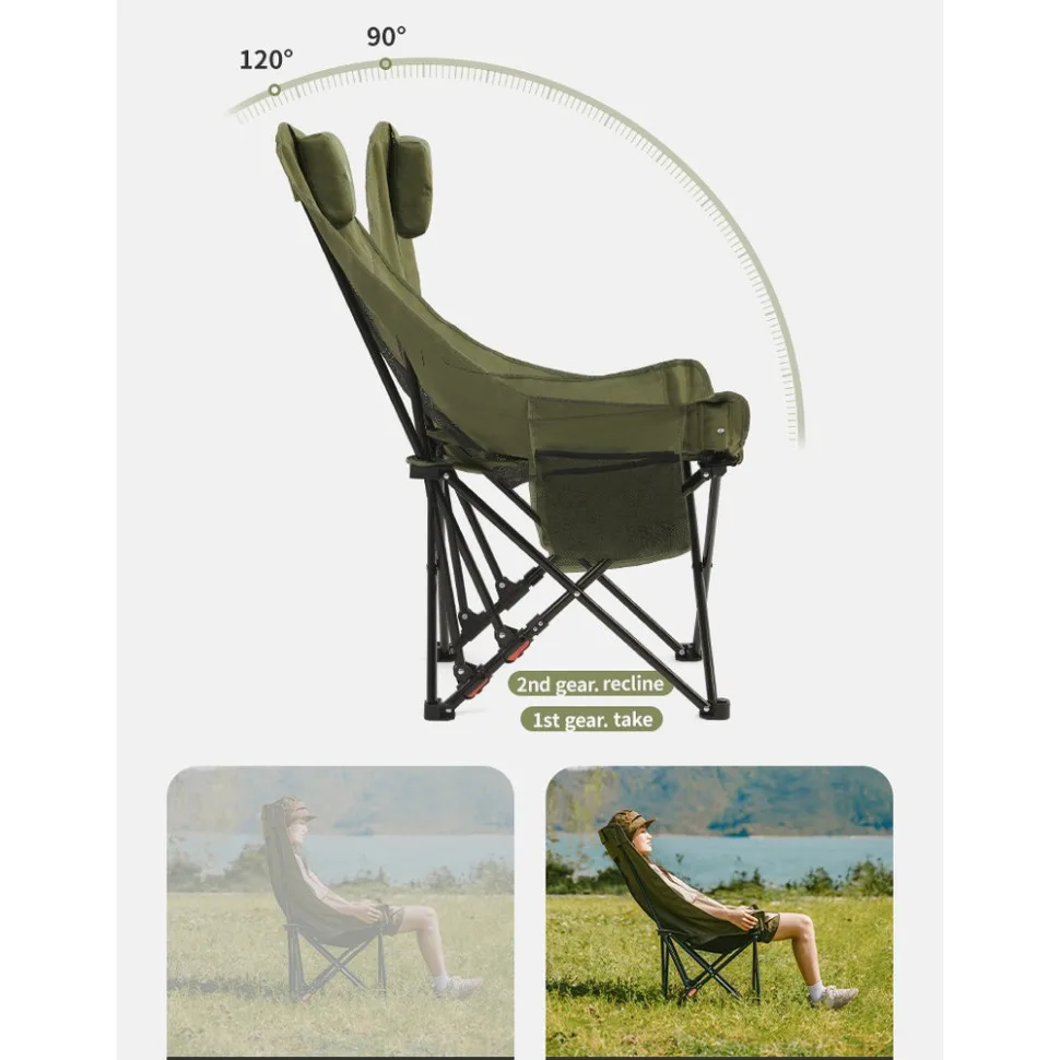 Складной стул Naturehike из углеродной стали 71х66,5х90 см оливковый.
