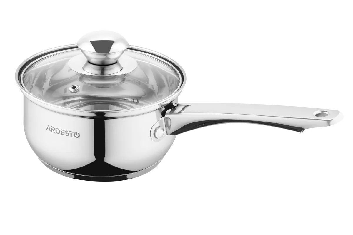 Кухонний каструля зі скляною кришкою ARDESTO Gemini Gourmet Spoleto, 1л, з нержавіючої сталі.