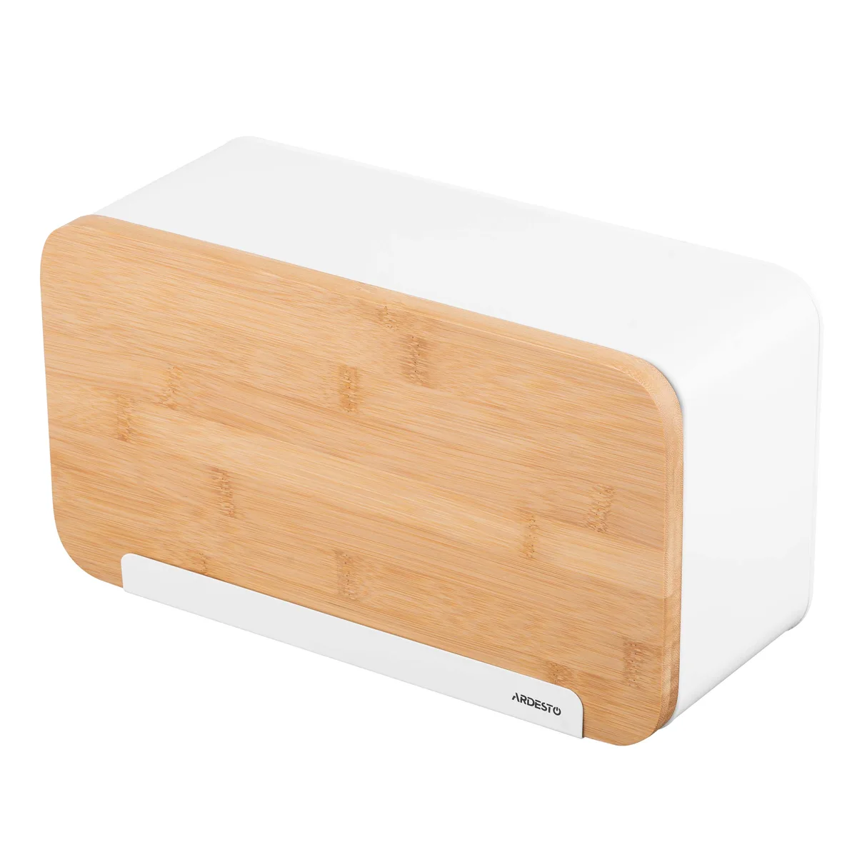 Хлібниця ARDESTO Midori, 33х13х18 см, металева з бамбуковими елементами, біла.