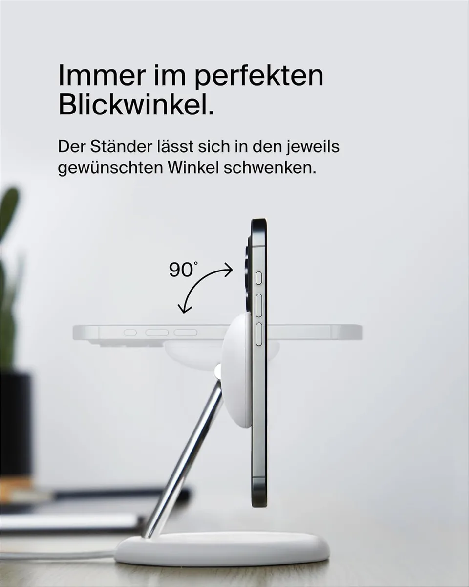Зарядний пристрій бездротовий Belkin 3в1 Magnetic Adjustable Pad Qi2 15Вт, білий