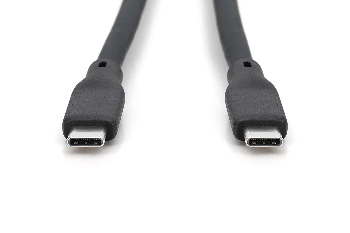 Кабель DIGITUS USB-C заряджання/синхронізації, USB 4.0 Gen 3, 40G, 240W, 8K, силіконовий, 1м, чорний