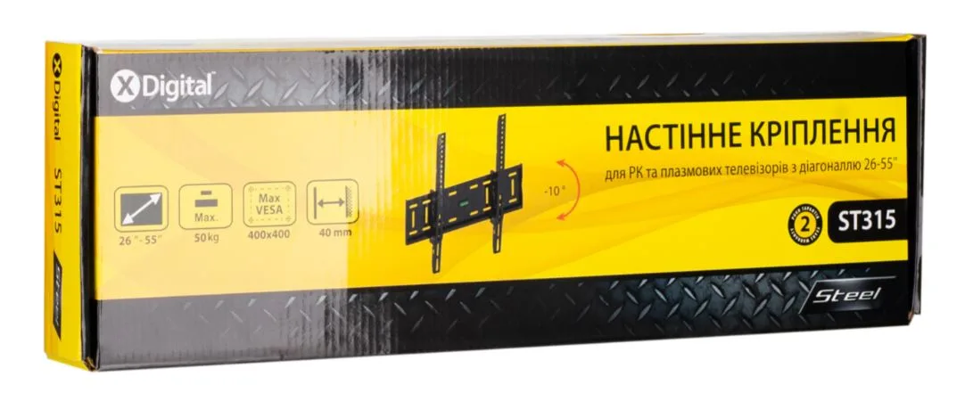 Кронштейн настінний X-Digital STEEL 26-55 дюймів чорний