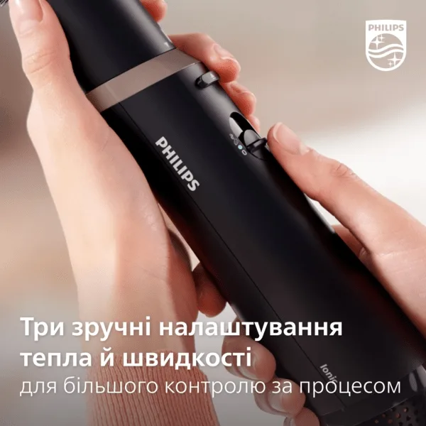 Фен-щітка Philips 3000 Series, 800 Вт, 3 налаштування, холодний обдув, керамічне покриття, сірого кольору.