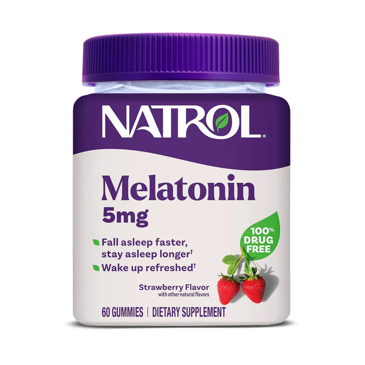 Мелатонін 5мг жувальні цукерки NATROL 60 шт Полуниця без желатину