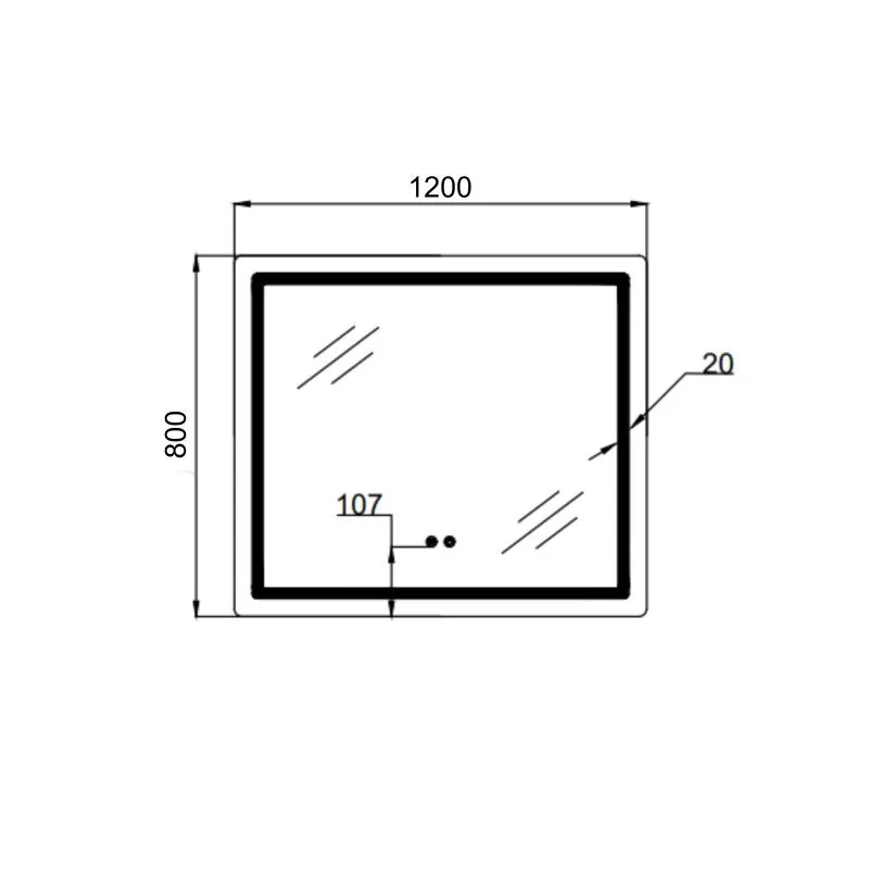Дзеркало Qtap Mideya MI1 LED-підсвічування Touch антизапотівання 1200x800 мм Алюмій/Пластик