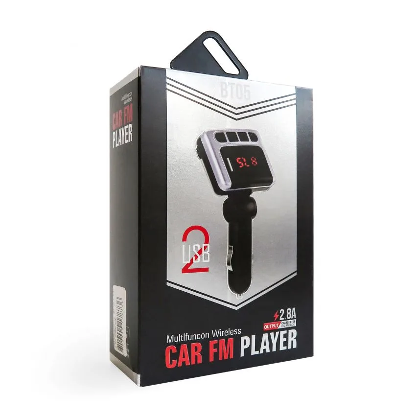 FM-трансмітер Bluetooth 2USB 2,8A пластик чорний