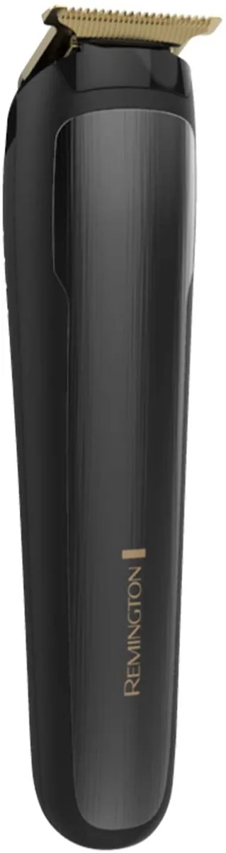 Тример Remington T-Series для бороди та вусів, з акумулятором, роторним мотором, 12 насадками, з нержавіючої сталі, чорного кольор