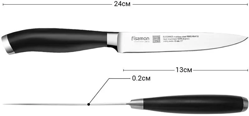 Нож универсальный Fissman нержавеющая сталь 13 см чёрный