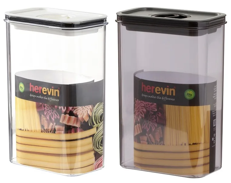 Контейнер HEREVIN пластиковий 2,5 л 9,5х15,3х23 см біло-чорний