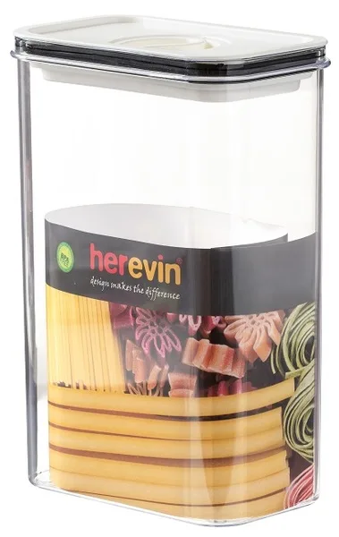Контейнер HEREVIN пластиковий 2,5 л 9,5х15,3х23 см біло-чорний