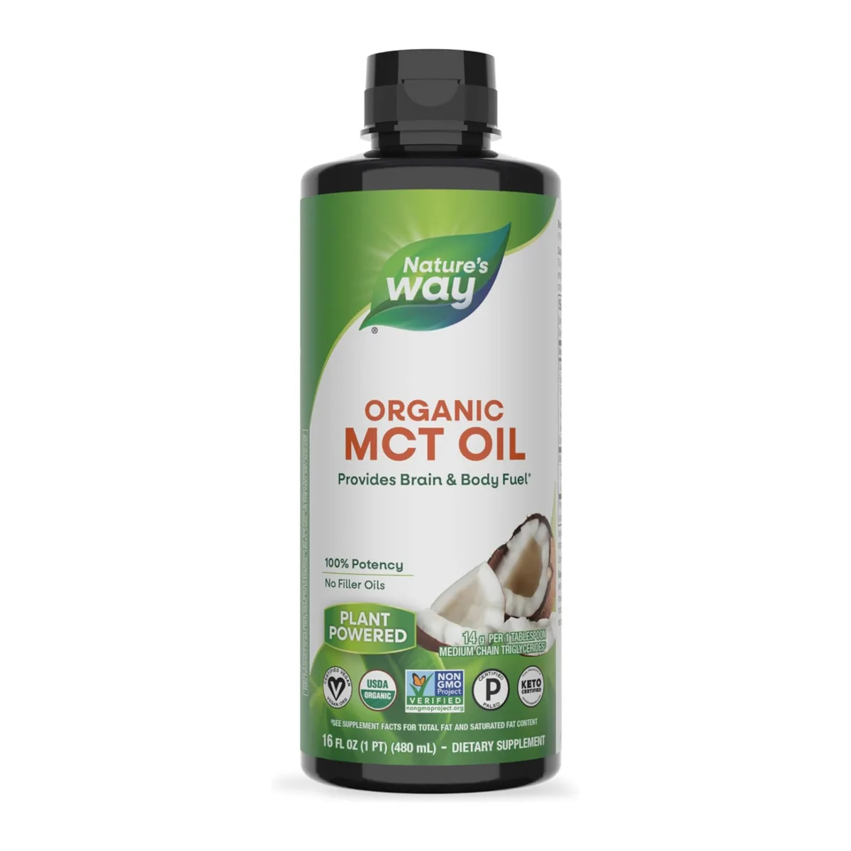 100% Organic MCT Oil Nature's Way кокосовое масло 16 oz