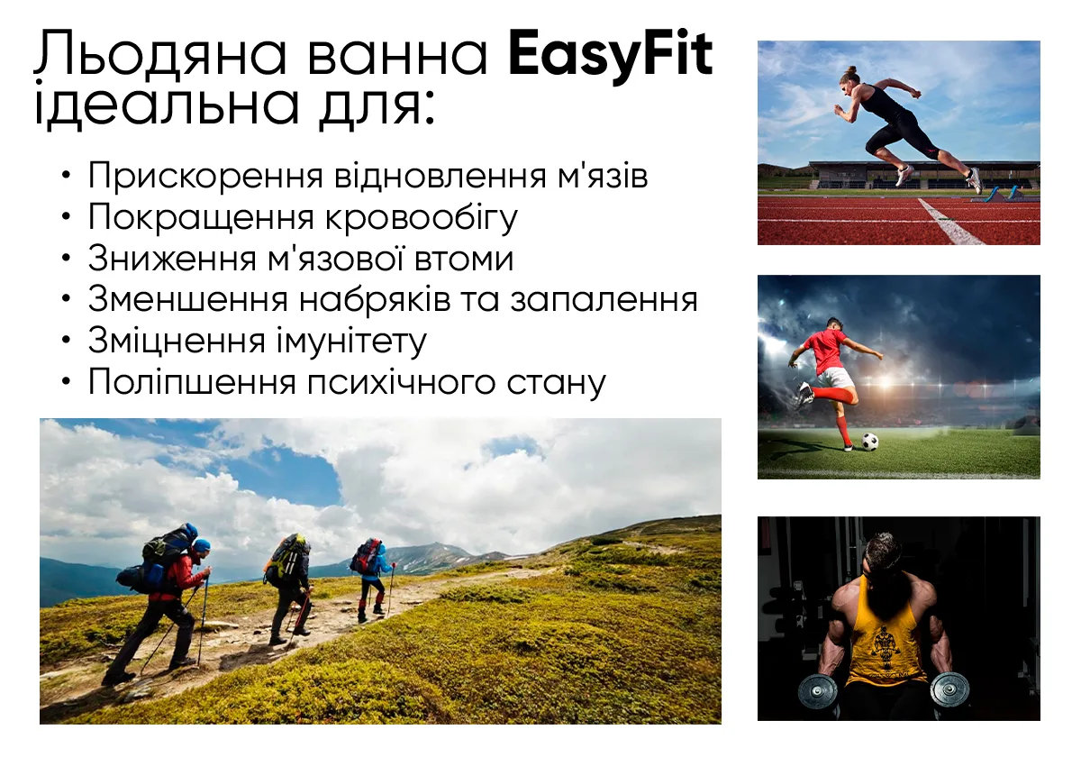 Каркасна крижана кріо ванна EasyFit ПВХ 75х80 см Синя