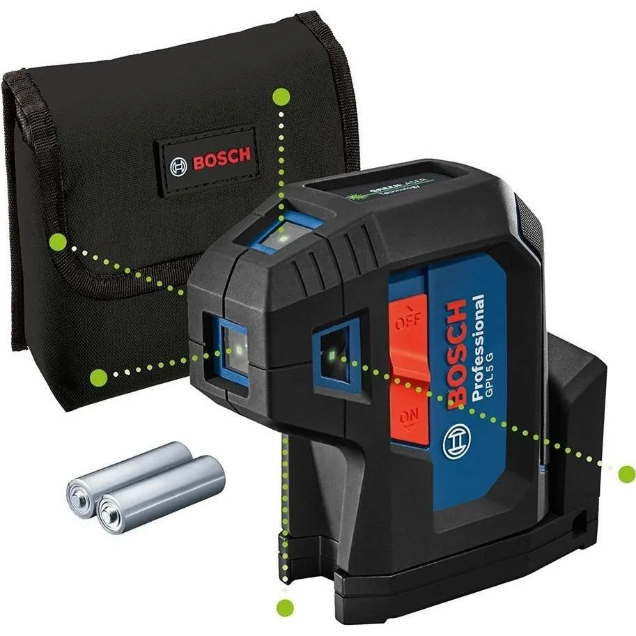 Лазерний нівелір Bosch Professional GPL 5G до 30 м з точністю ±0,35 мм/м, зелений промінь, у комплекті чохол, вага 0,35 кг.