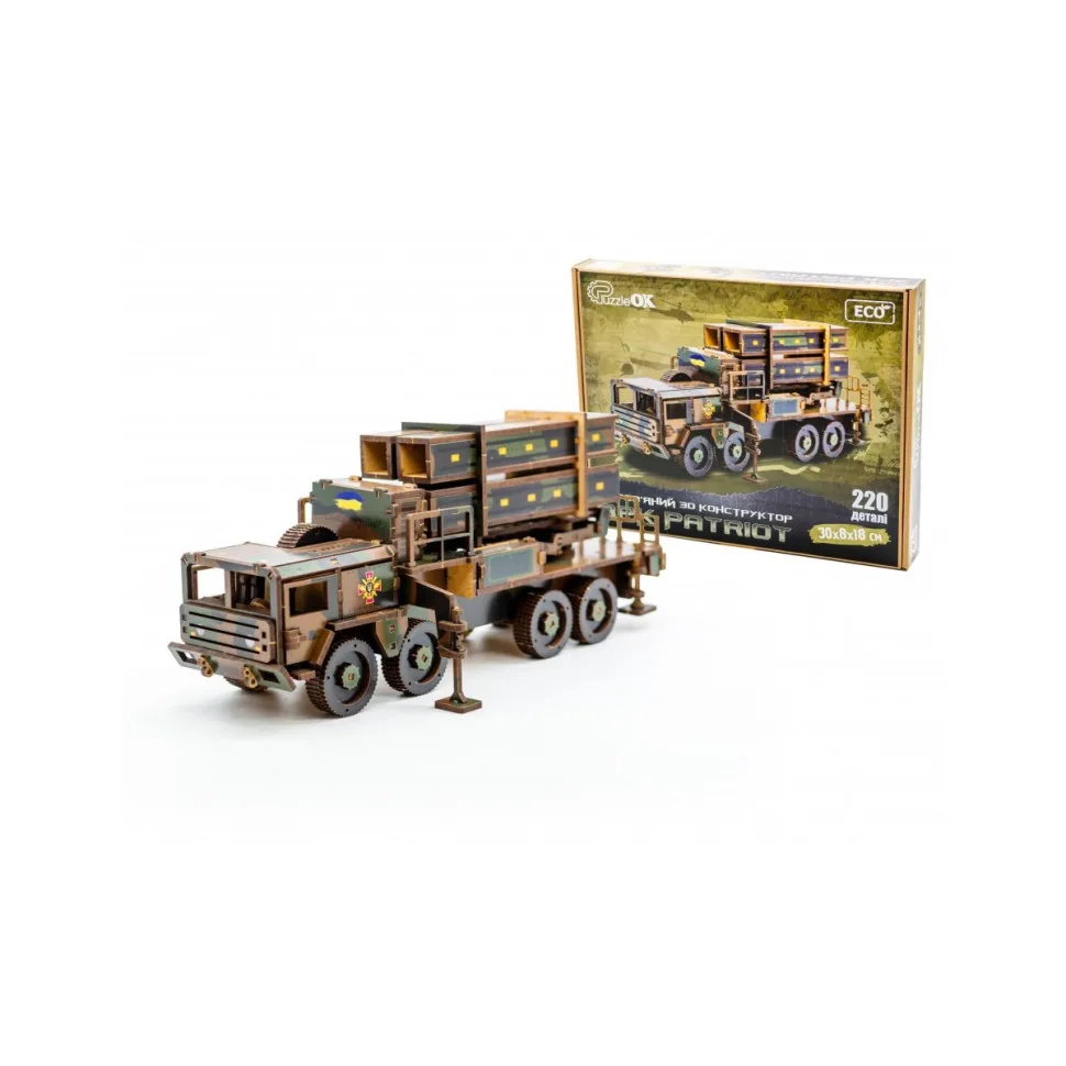 Дерев'яний 3D конструктор PuzzleOK 220 деталей 3D модель кольоровий