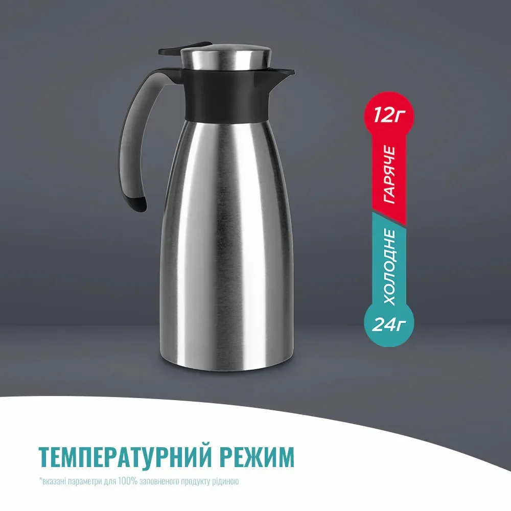 Термос для напоїв Tefal Soft Grip, об'ємом 1.5 л, з нержавіючої сталі та пластику, чорного кольору.