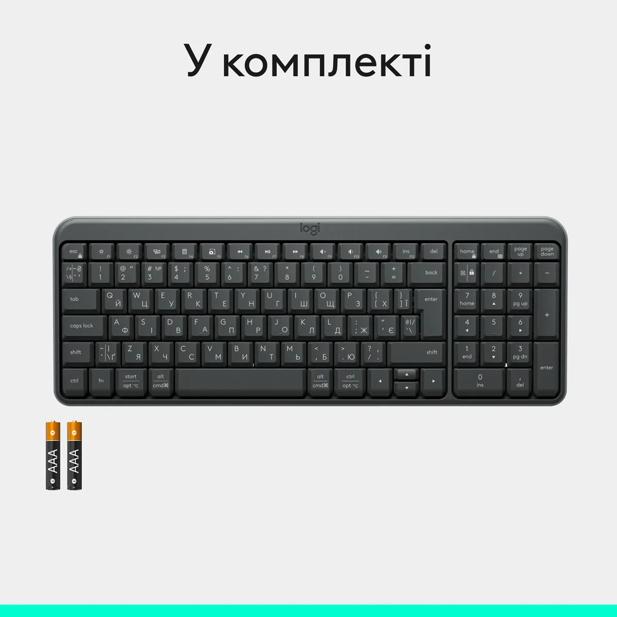 Клавіатура Logitech Бездротова Bluetooth Сіра 3699х1399х228 мм