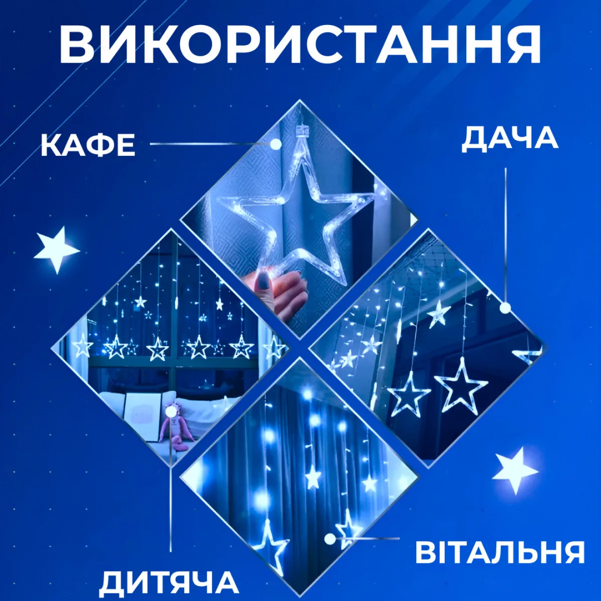 Гірлянда світлодіодна штора 3х0,9 м синя 120LED 8 режимів