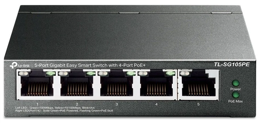 Комутатор TP-LINK TL-SG105PE 5xGE (4xPoE) 65Вт, WebSmart