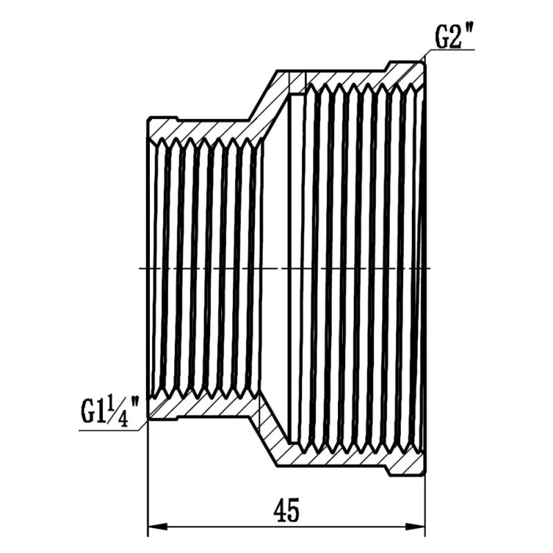 Муфта редукционная 2"x1 1/4" ВВ латунь никелированная Thermo Alliance Forte