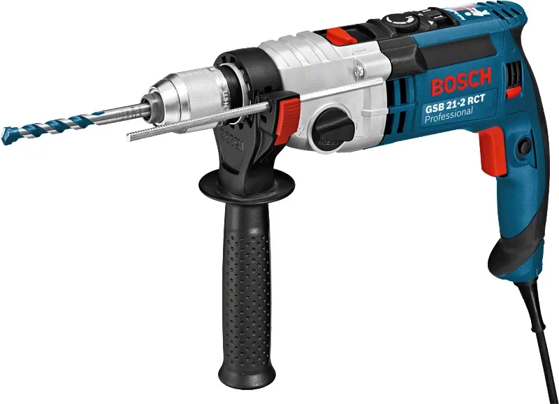 Ударний дриль Bosch Professional GSB 21-2 RCT 1300Вт, швидкість обертання 3000 об/хв, діаметр патрона 1.5-13мм, вага 2.85кг.