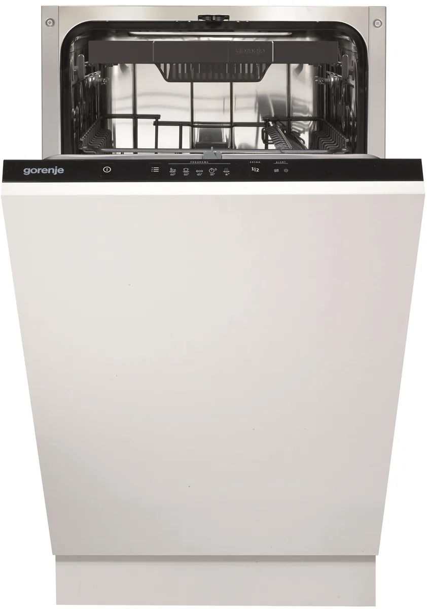 Вбудована посудомийна машина Gorenje, 11 комплектів, клас енергоефективності A++, 45 см, з трьома кошиками, біла.
