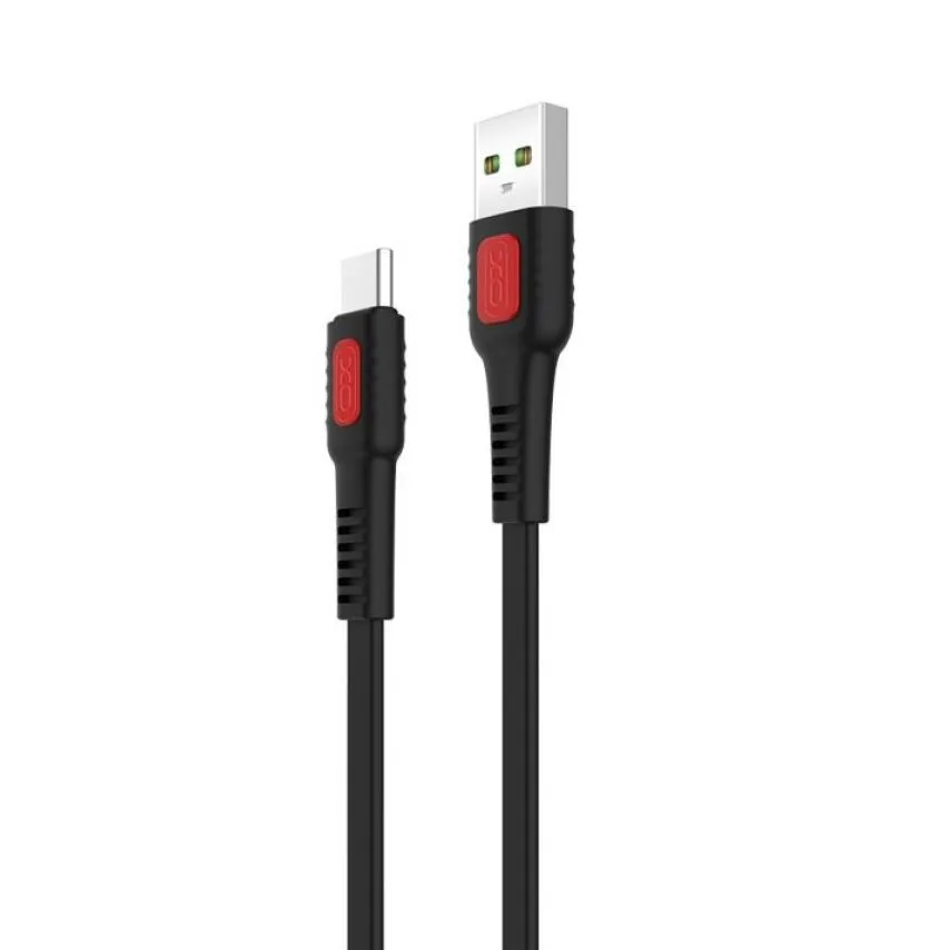 Кабель USB Type-C 1м силіконовий чорний 2.4А XO
