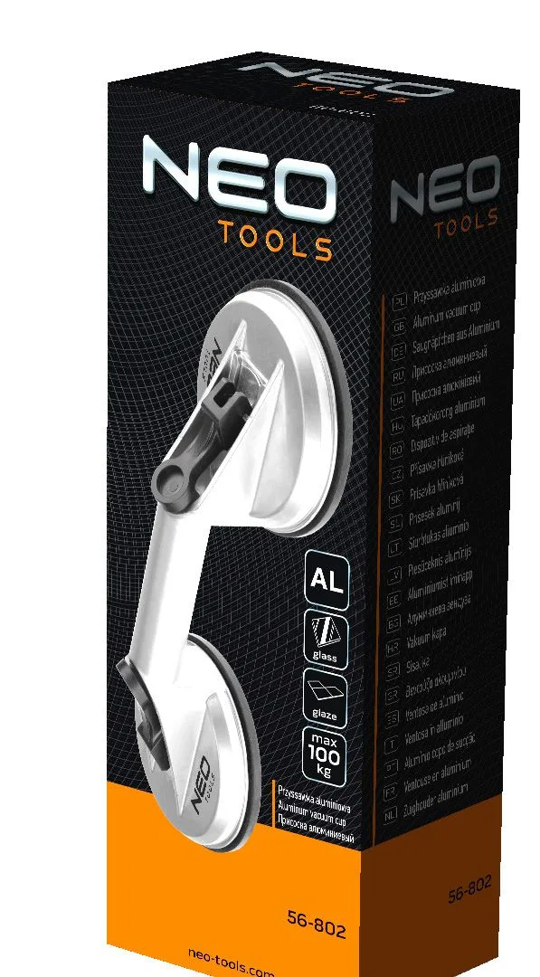 Вакуумна присоска Neo Tools, подвійна, алюмінієвий корпус, діаметр 120 мм, вантажопідйомність до 100 кг.