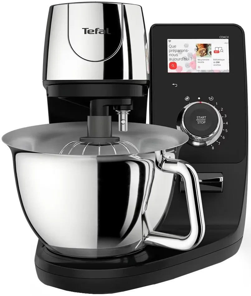 Кухонний комбайн Tefal I-Coach Touch, 1200Вт, металевий контейнер, корпус з металу та пластику, сенсорний екран, 3 насадки, підклю