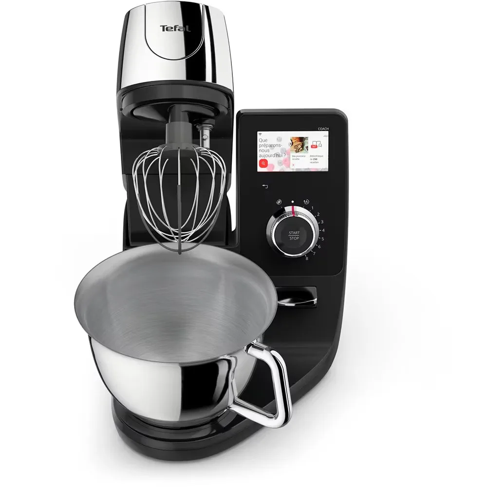 Кухонный комбайн Tefal I-Coach Touch, 1200Вт, металлический контейнер, корпус из металла и пластика, сенсорный экран, 3 насадки, подключение к смартфону