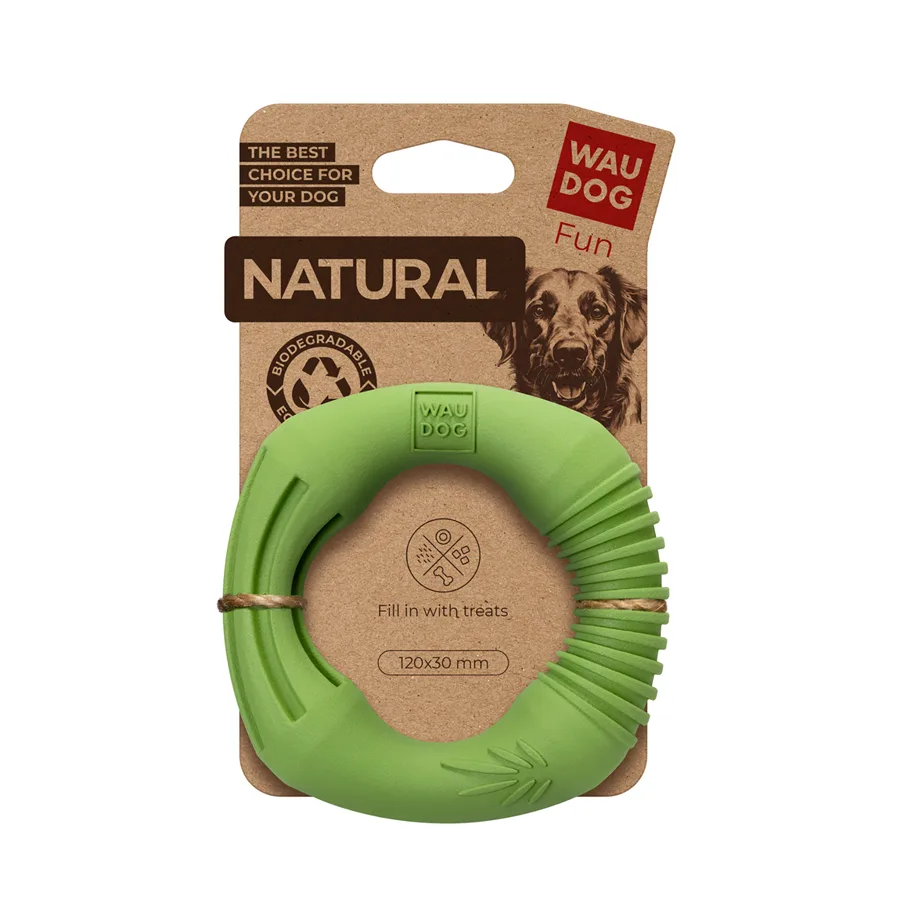 Іграшка для собак WAUDOG Fun Natural Кільце 12 см біорозкладна гума зелена