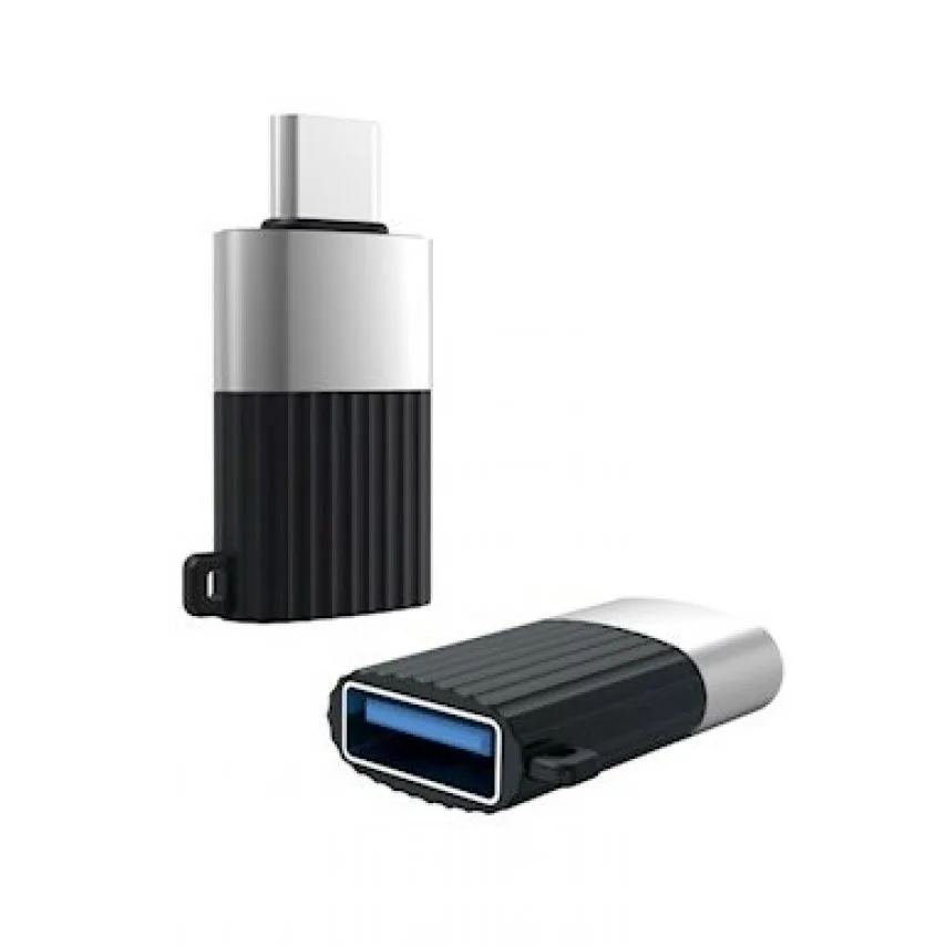 Перехідник XO USB2.0 to Type-C метал срібний