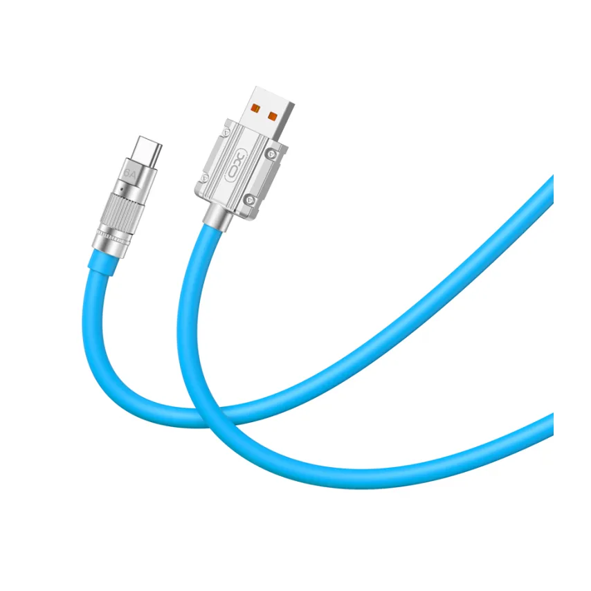 Кабель USB XO силіконовий Type-C 1,2м 6A синій